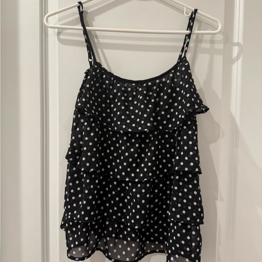 BONGO Black and White Polka Dot Layered Cami